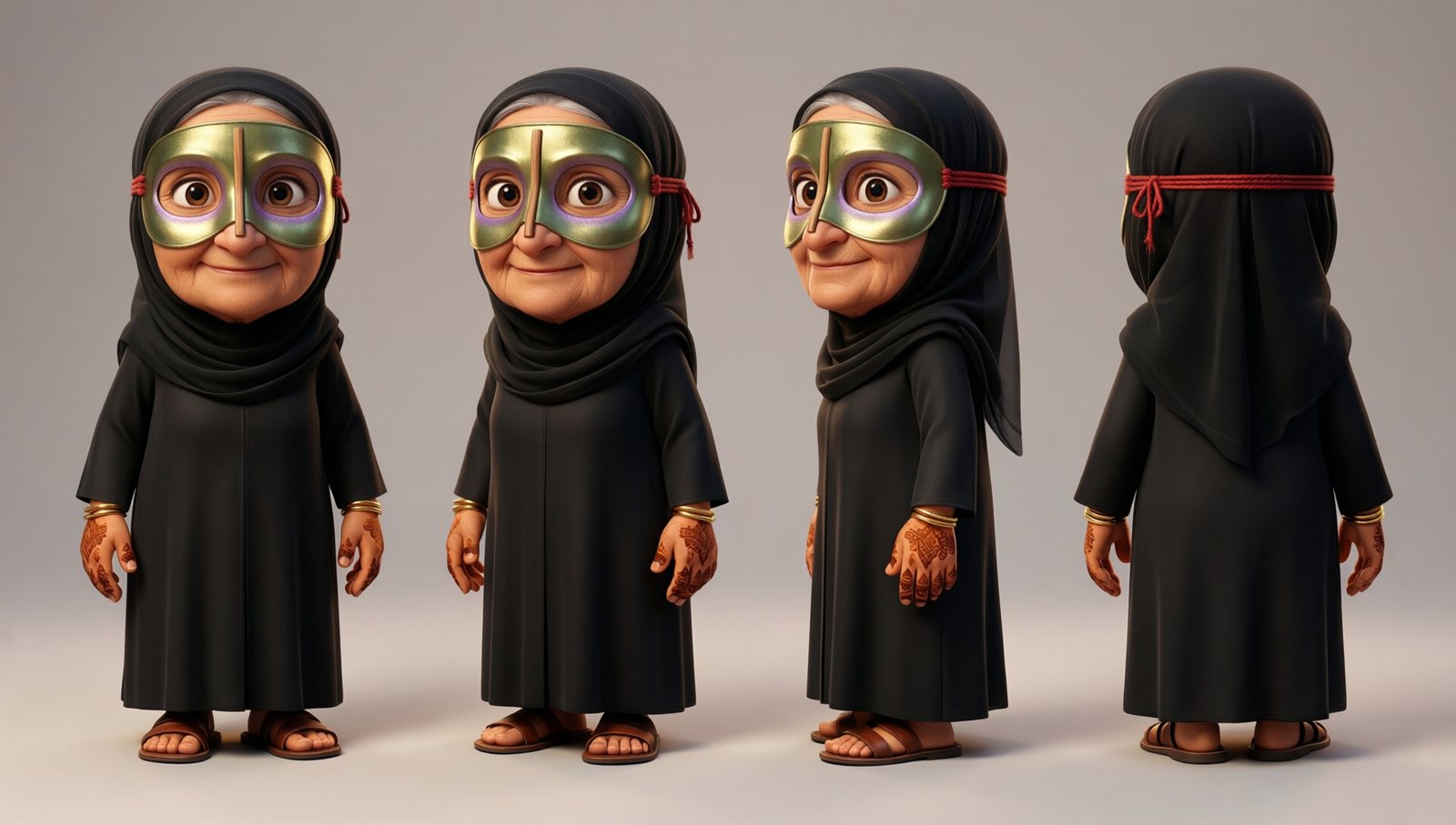 Yadda, the grandmother, turnaround sheet, Qwen-Image 2512 + Qwen-Image-Edit 2511, from text, take 1