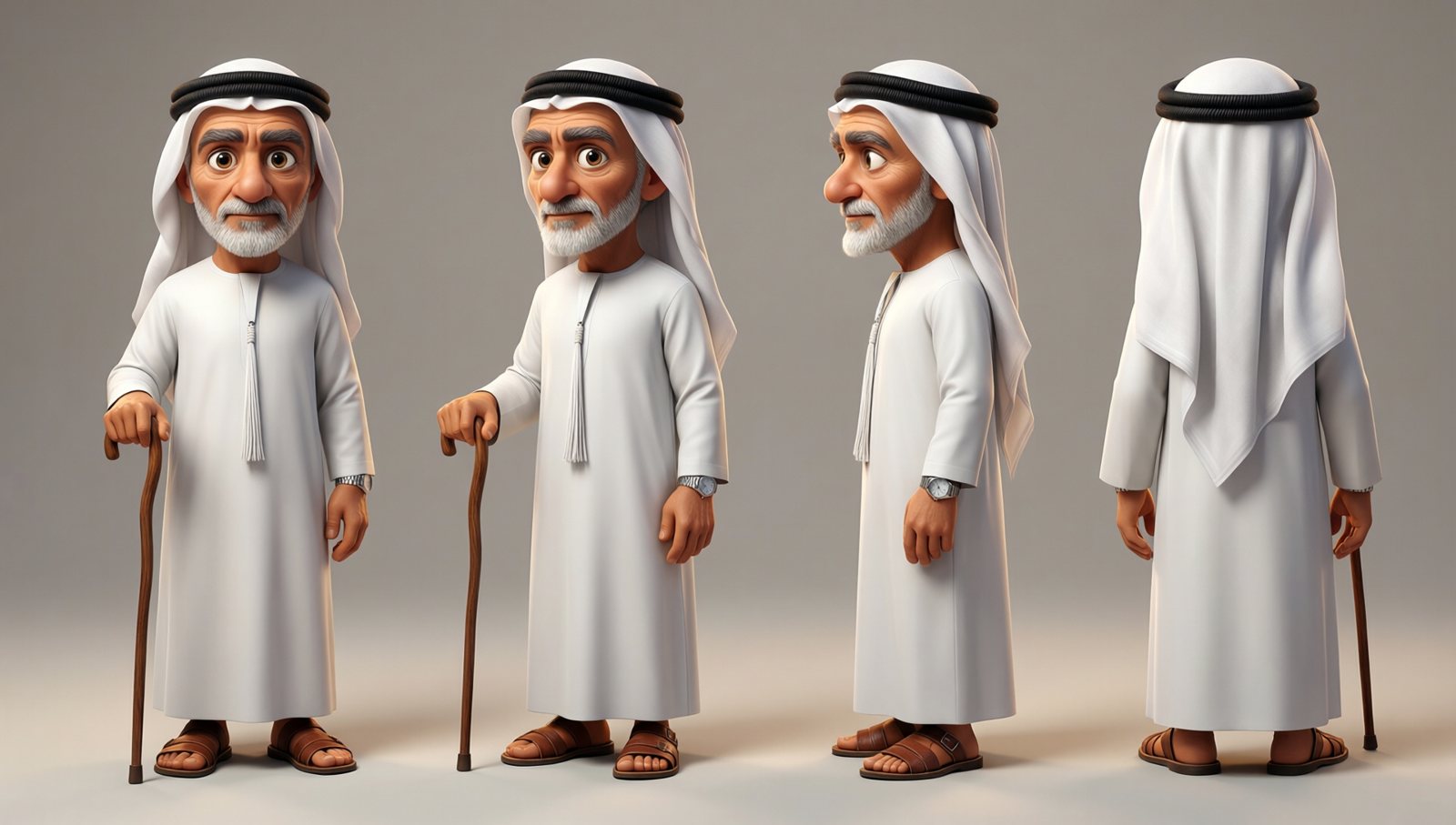 Yaddi, the grandfather, turnaround sheet, Qwen-Image 2512 + Qwen-Image-Edit 2511, from text, take 2